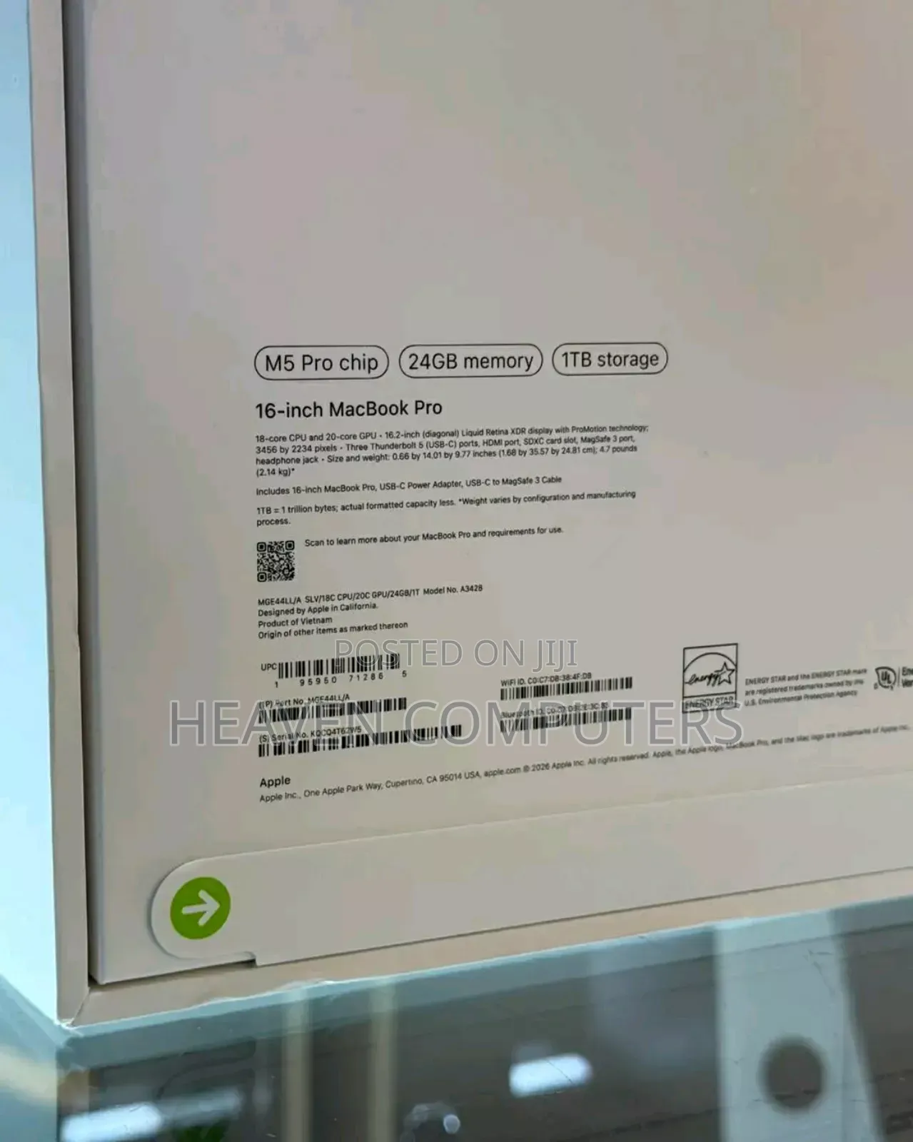 New Laptop Apple MacBook Pro 2026 M5 Pro 24GB Apple M5 Pro SSD 1T