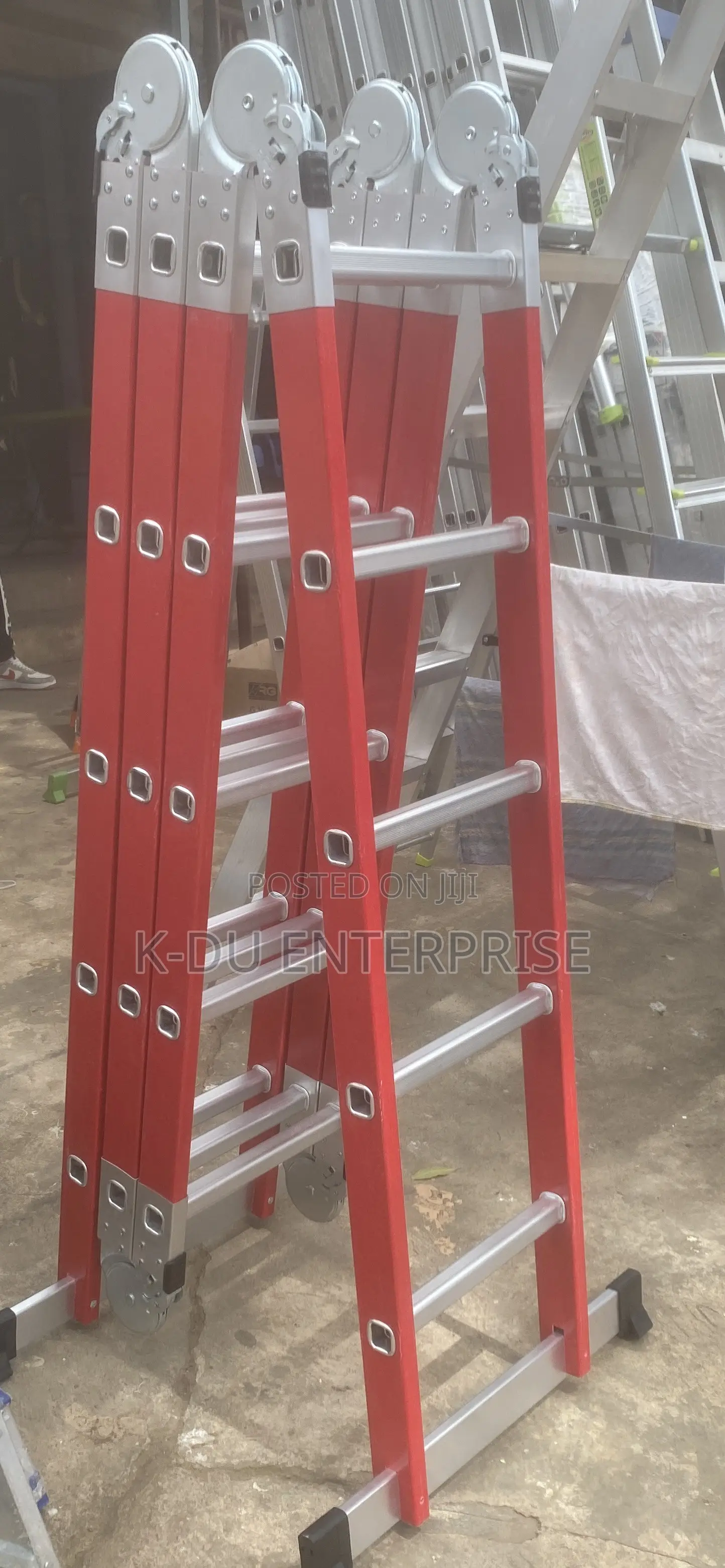 Multipurpose Red Fiberglass Ladder 5steps