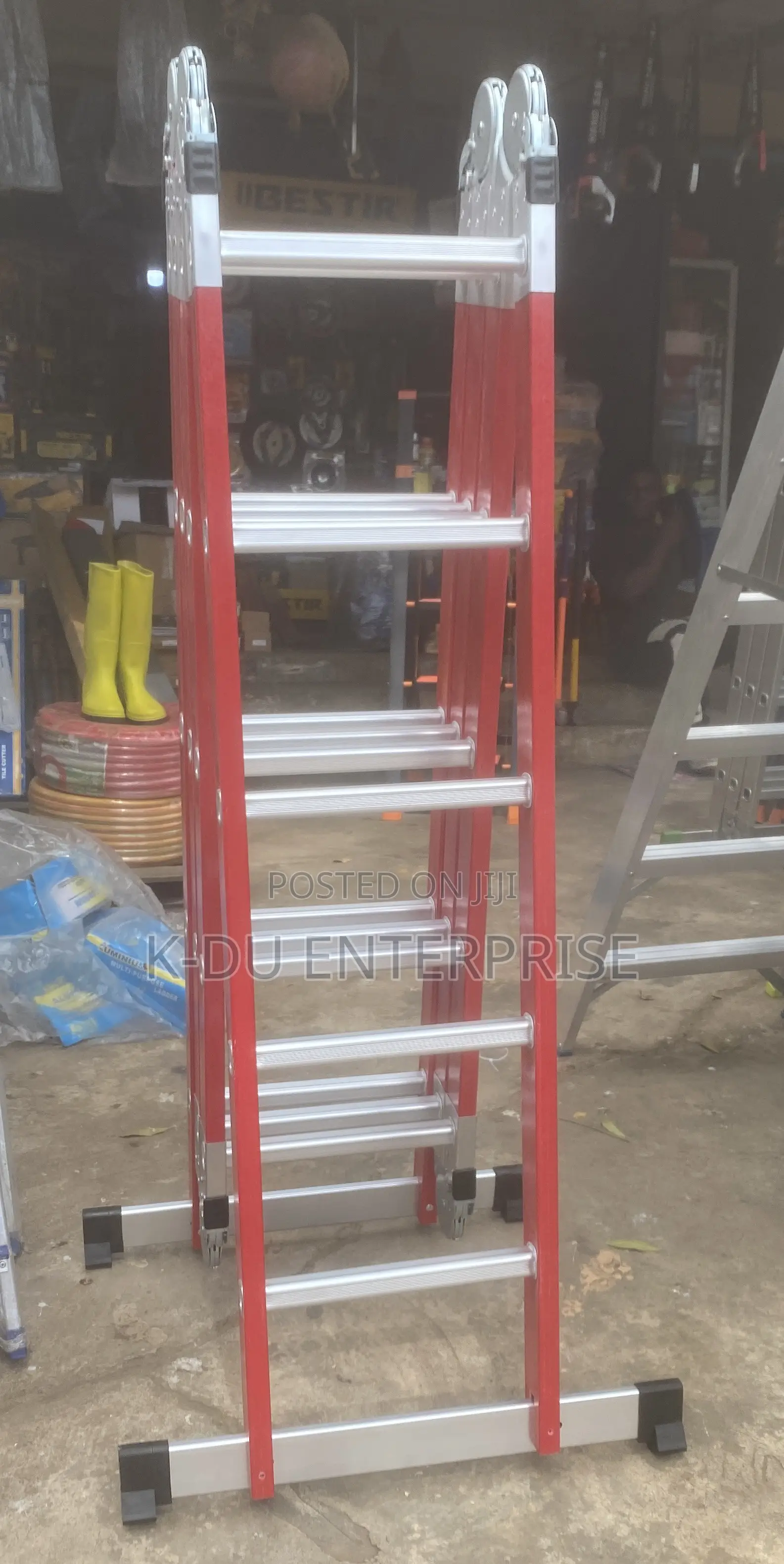 Multipurpose Red Fiberglass Ladder 5steps