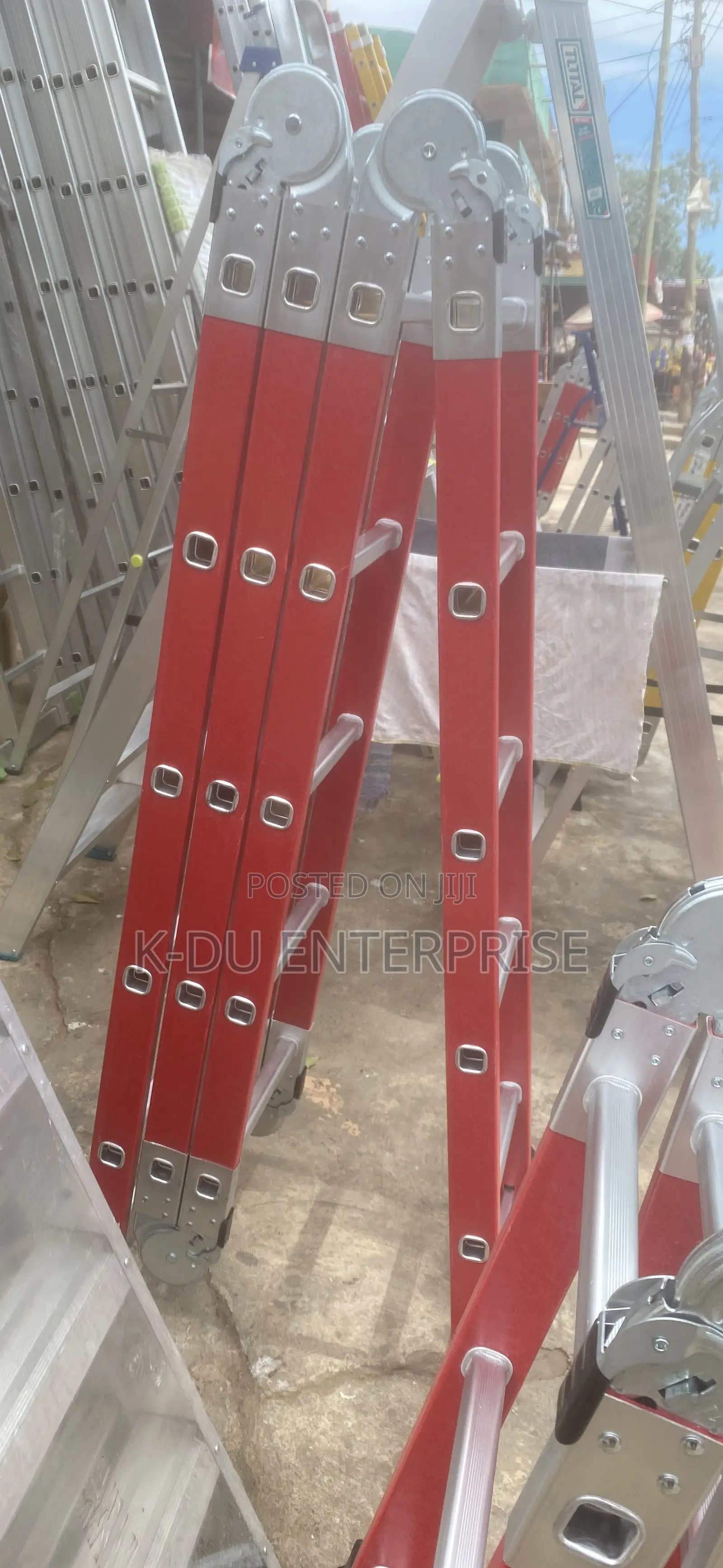 Multipurpose Red Fiberglass Ladder 5steps