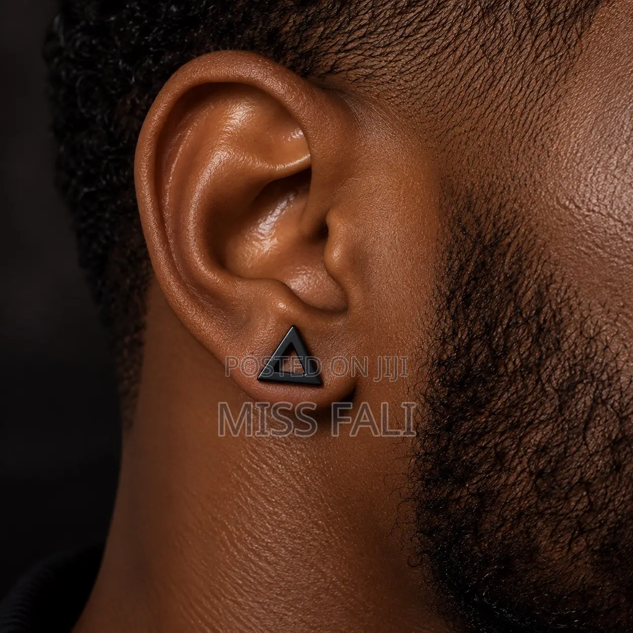 Black Edge Triangle Studs