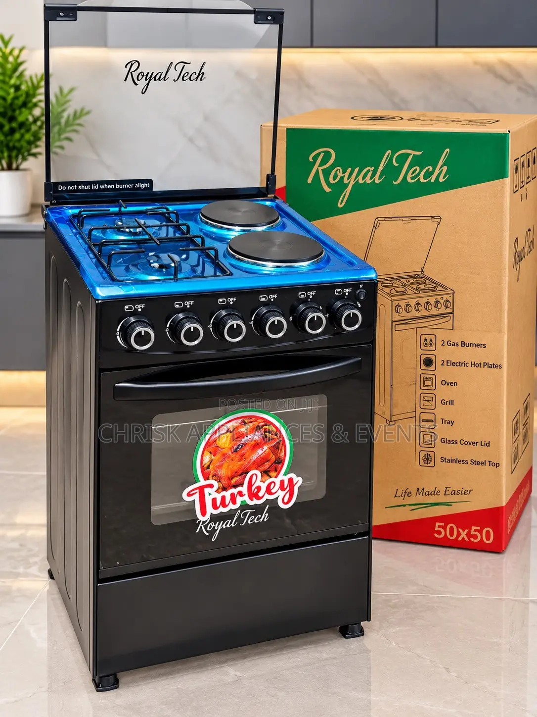 Royal Tech 50×50 2-Gas + 2-Electric Cooker