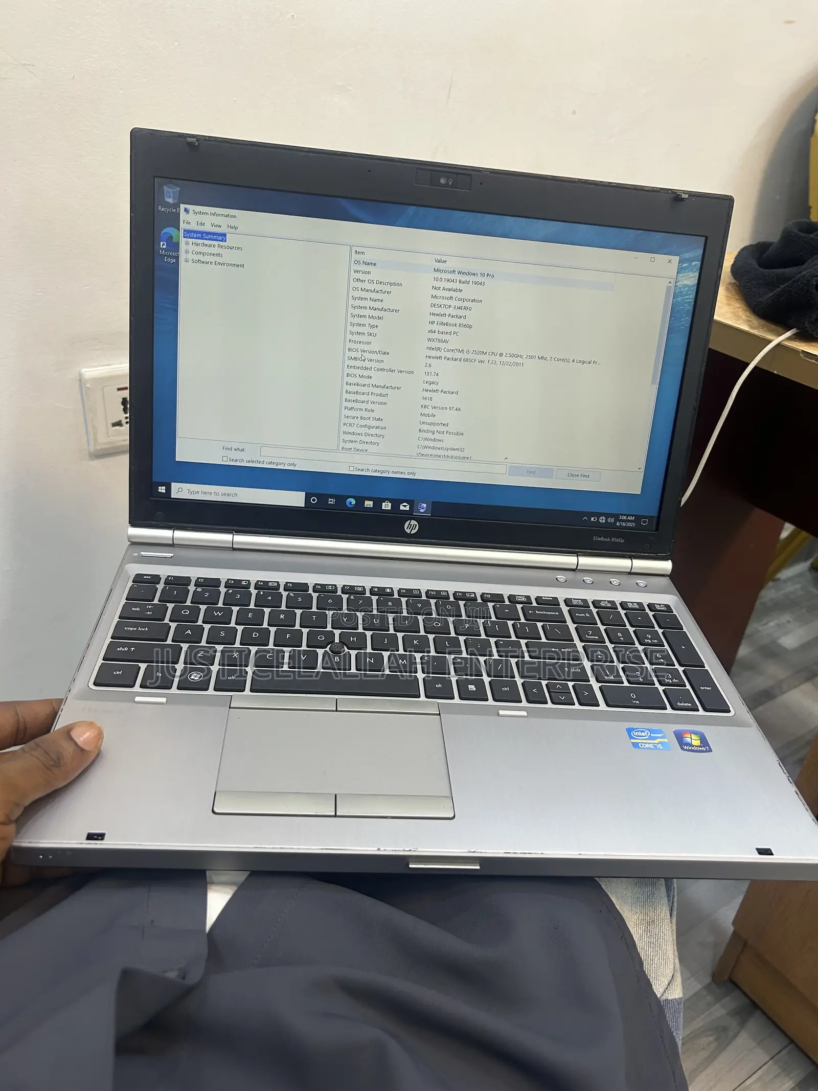 Laptop HP EliteBook 8560P 8GB Intel Core i5 HDD 500GB