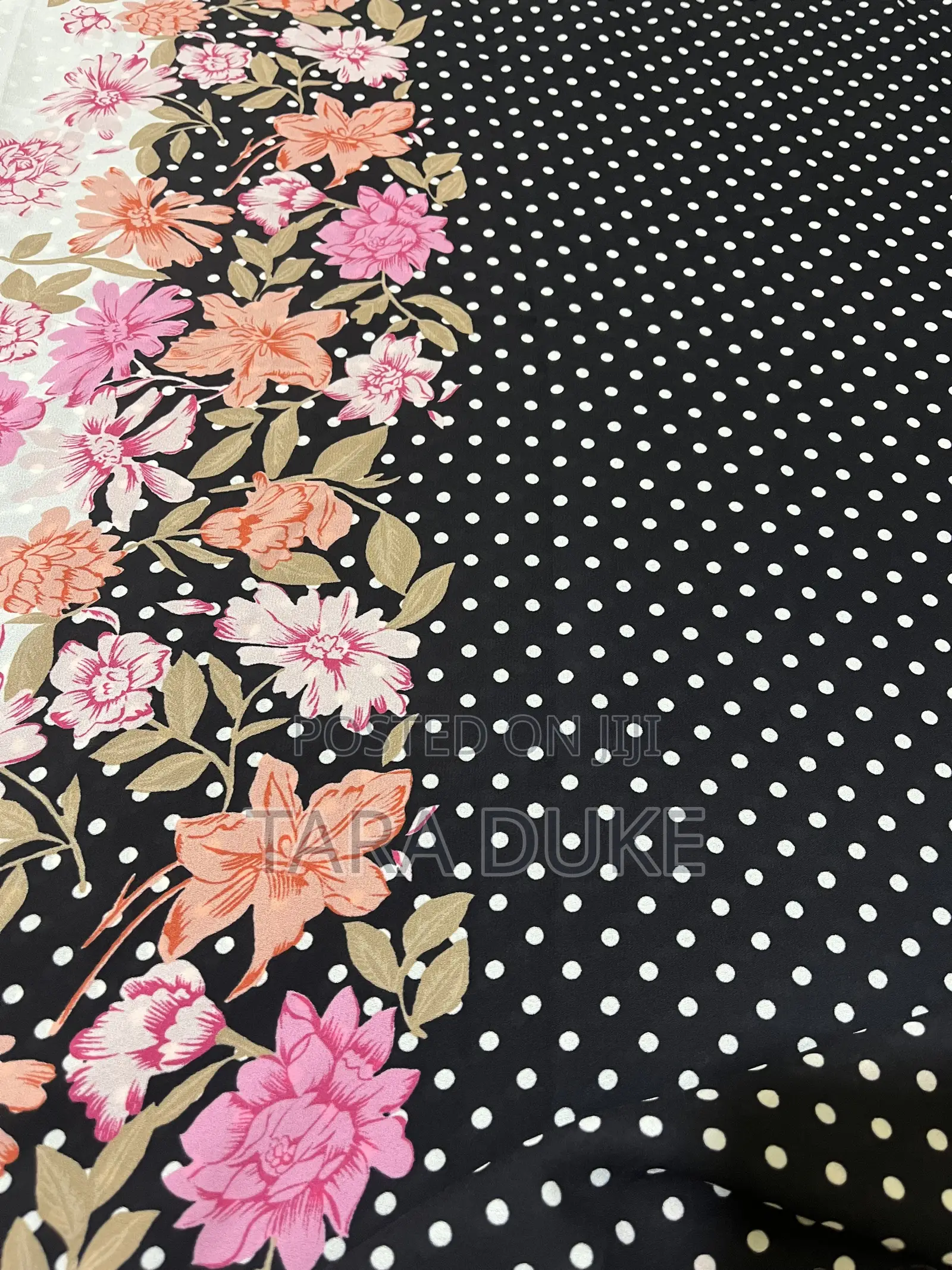 Polka Dot and Floral Chiffon Fabric