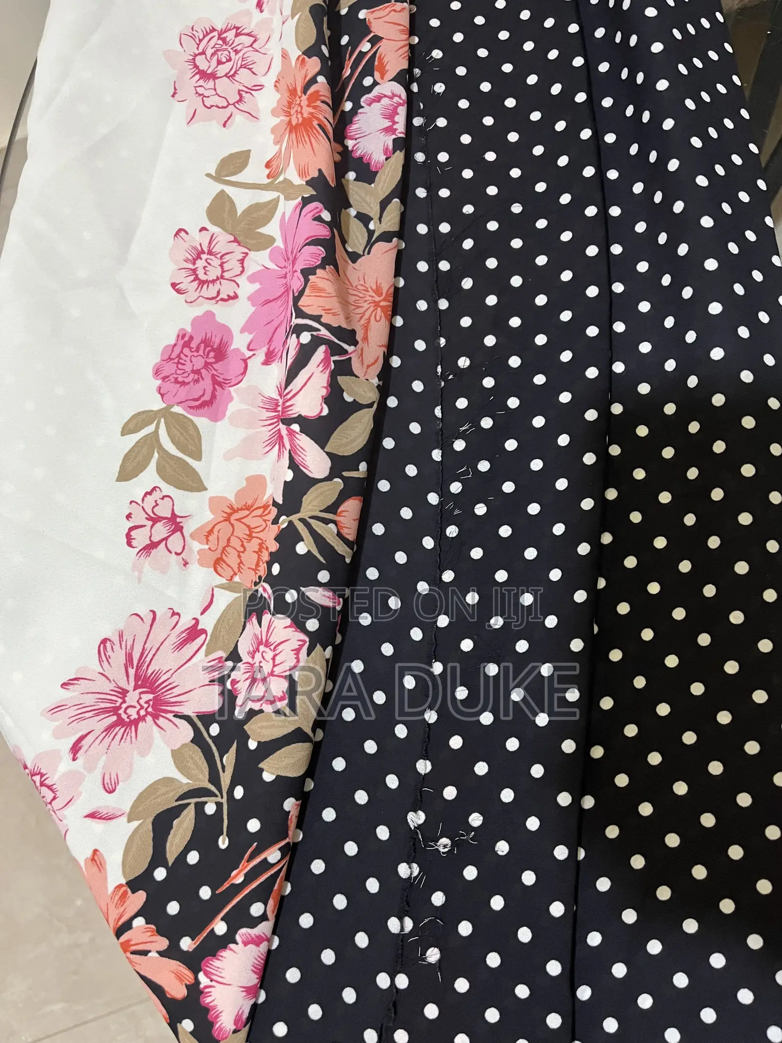 Polka Dot and Floral Chiffon Fabric