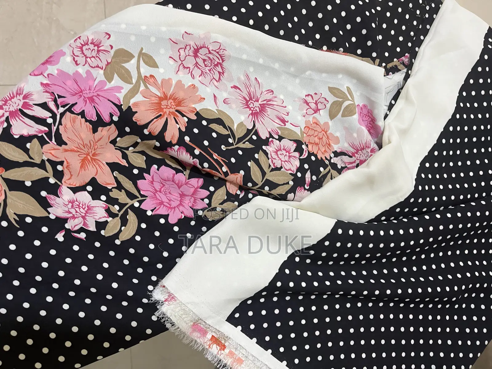Polka Dot and Floral Chiffon Fabric