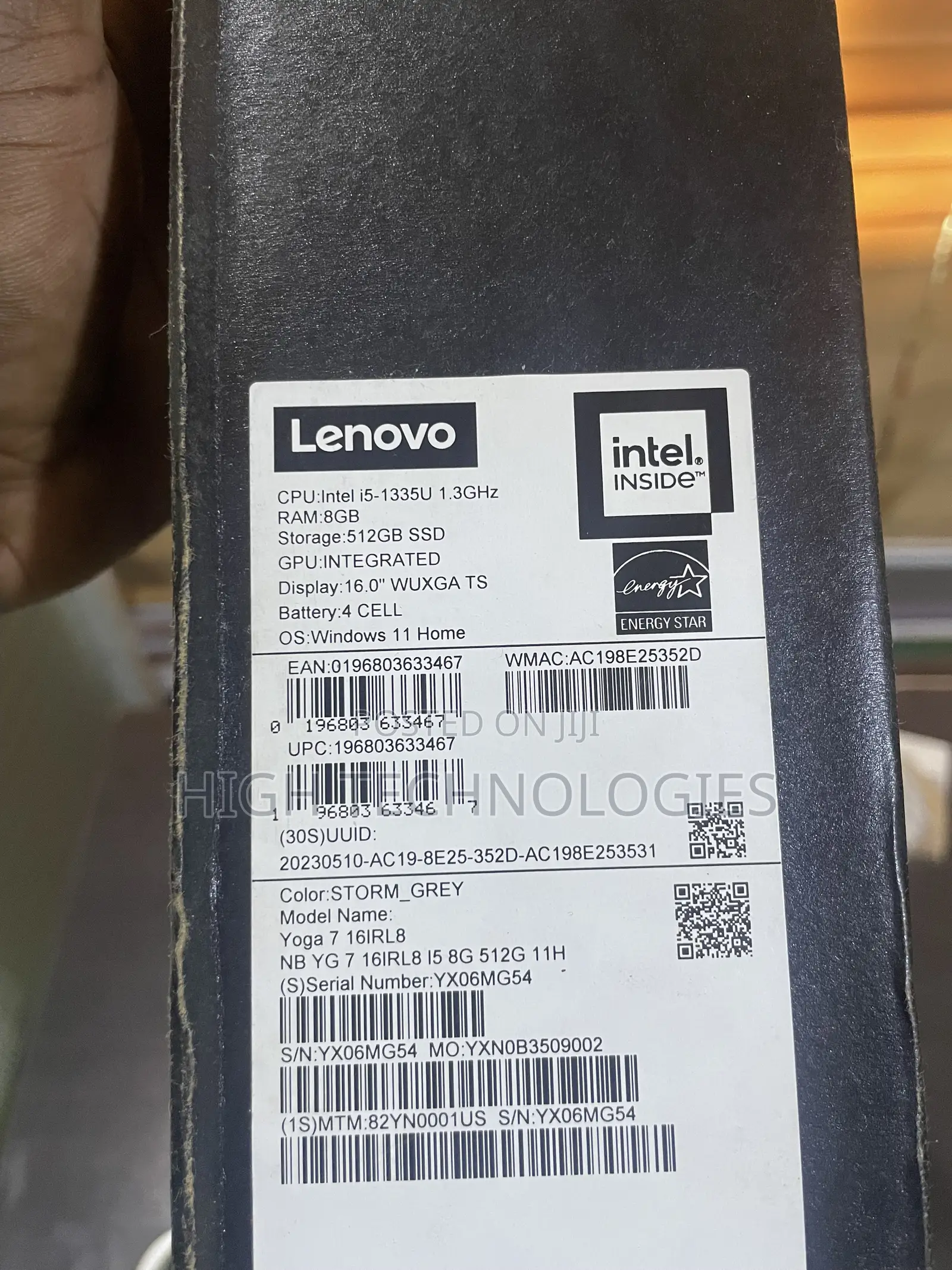 New Laptop Lenovo Yoga 7i 8GB Intel Core i5 SSD 512GB