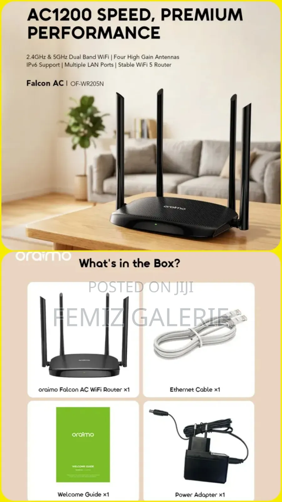 Oraimo Falcon AC Dual Band WiFi 5 Router | 2.4G + 5G