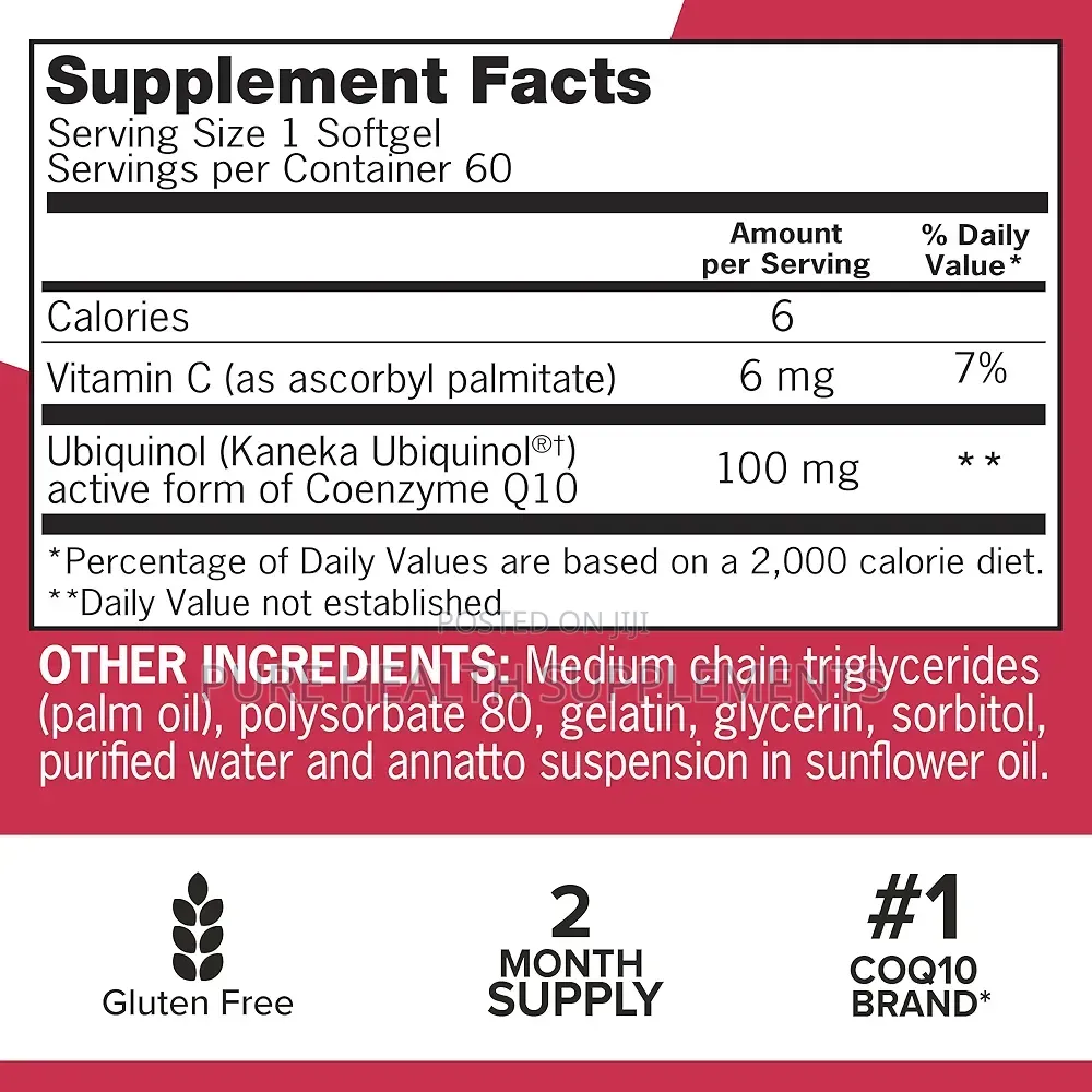 Mega CoQ10 Ubiquinol 100 Mg, Heart, Blood Pressure, 60/100 Softgels