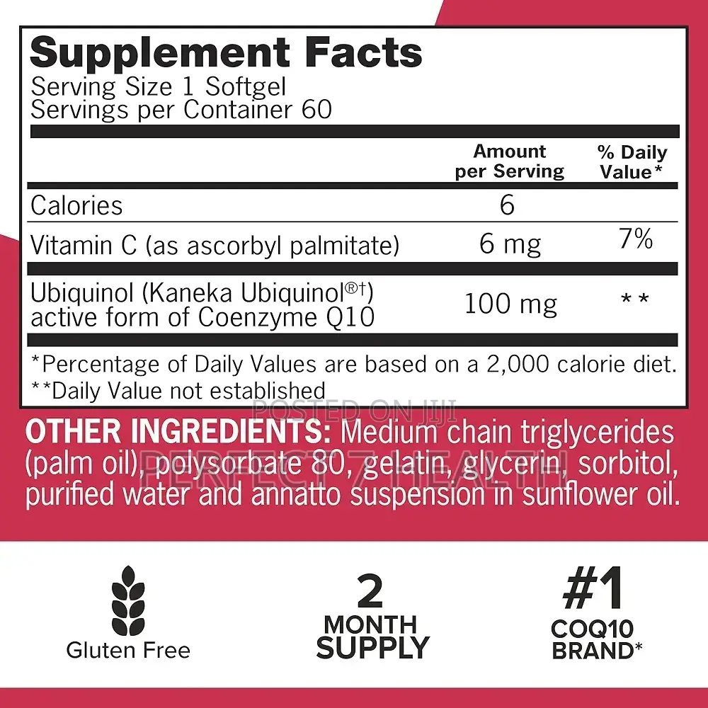 Mega CoQ10 Ubiquinol 100 Mg, Heart, Blood Pressure, 60/100 Softgels