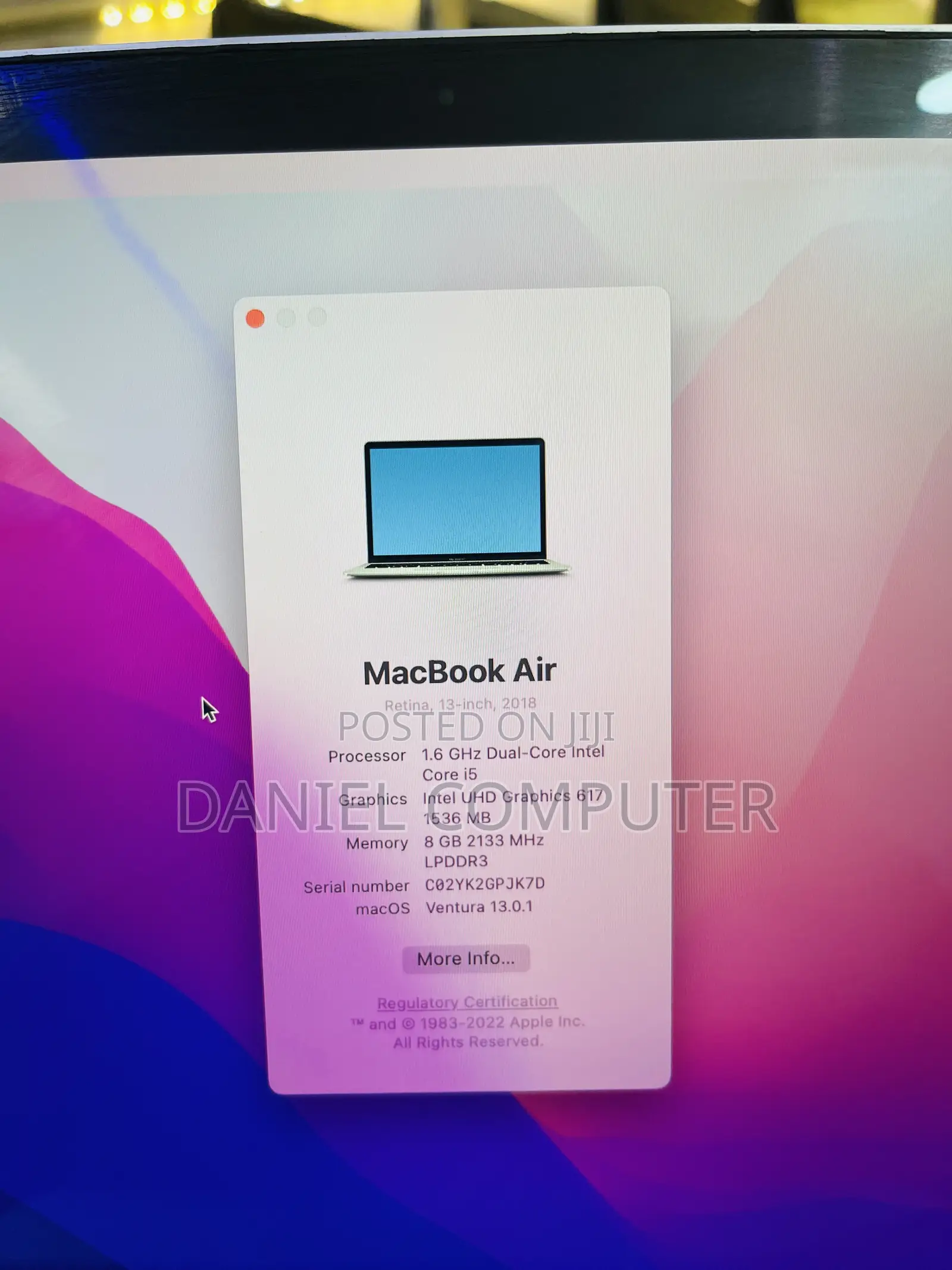 Laptop Apple MacBook Air 2018 8GB Intel Core i5 SSD 256GB