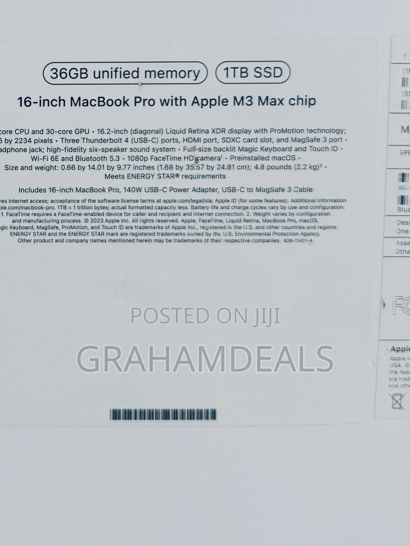 New Laptop Apple MacBook Pro 2023 M3 Max 36GB Apple M3 Max SSD 1T