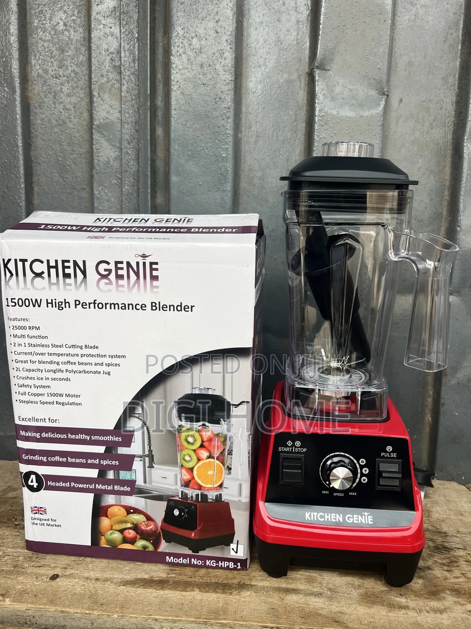 Kitchen Genie 1500W Commercial/High-Performance Blender (Model KG-HPB