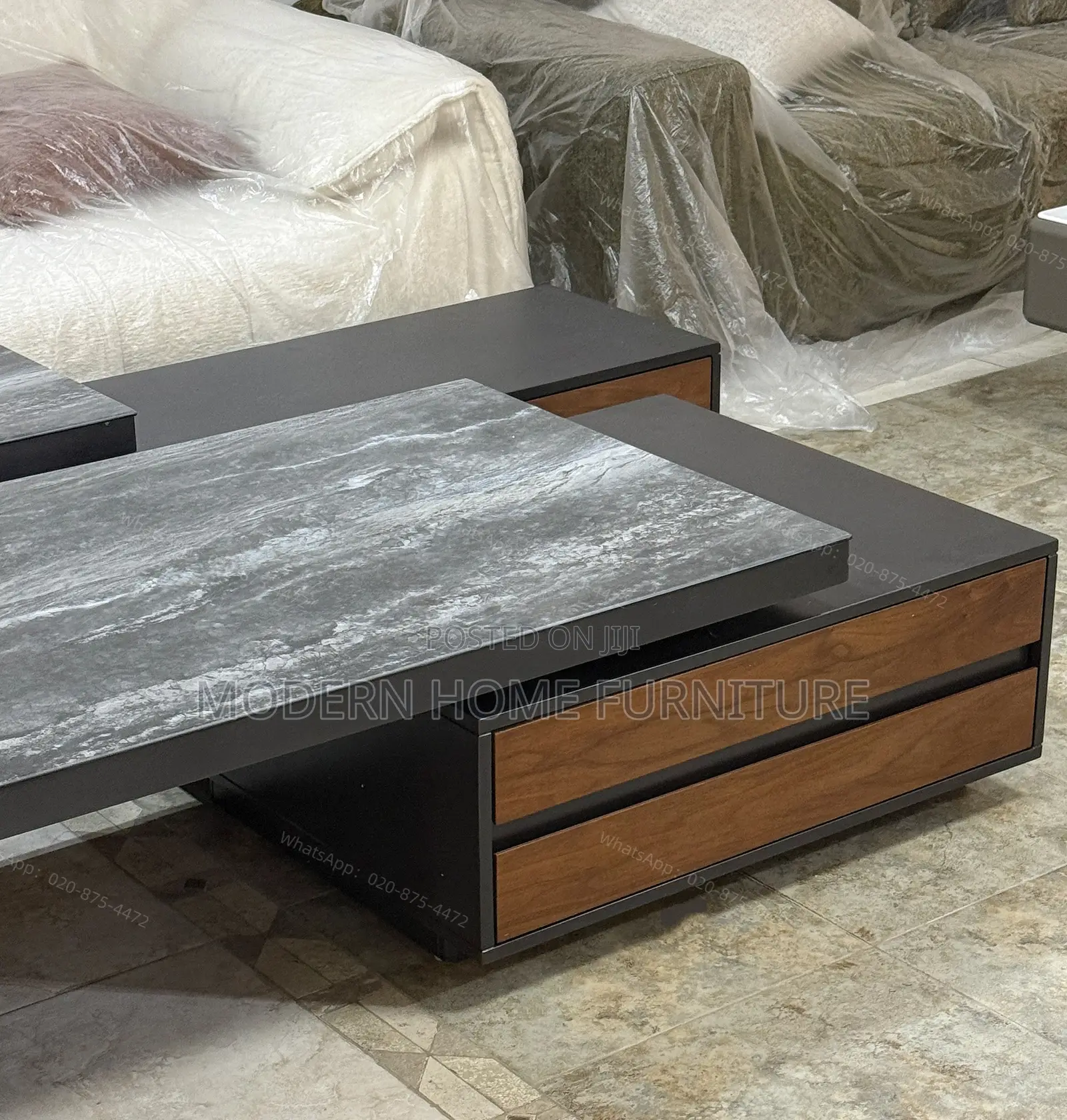 Luxury Black Natural Wood TV Stand Set | Adjustable | Imported