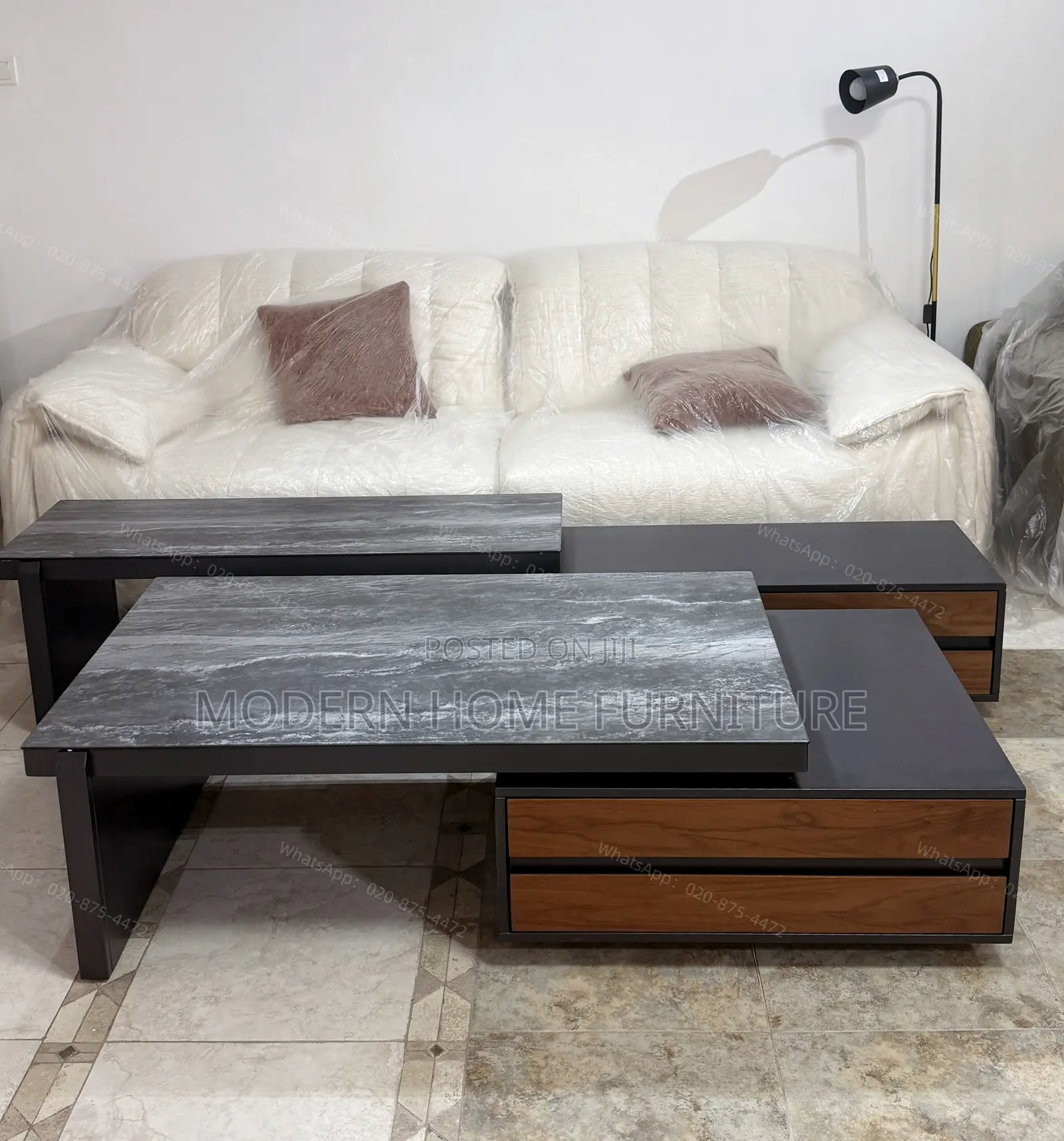 Luxury Black Natural Wood TV Stand Set | Adjustable | Imported