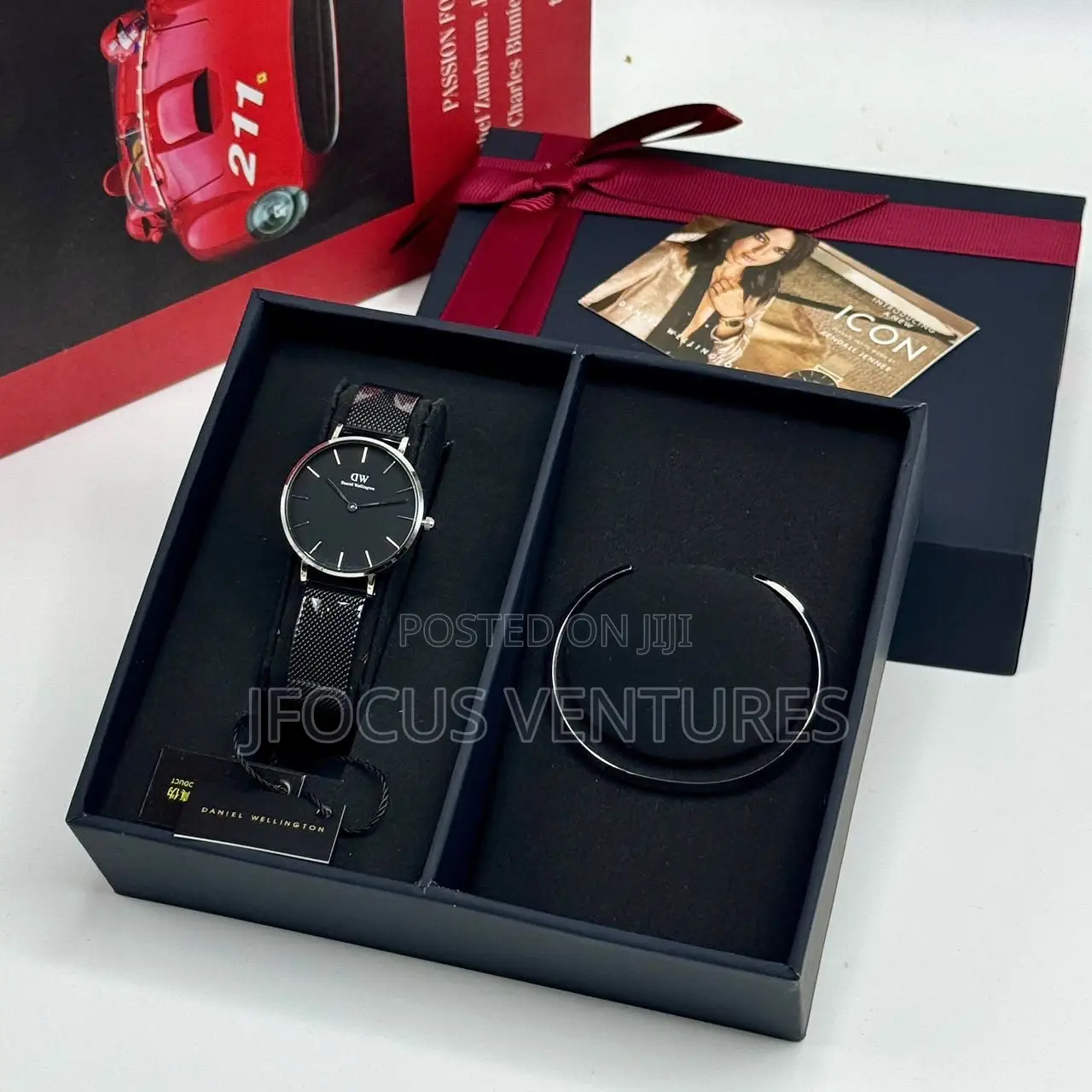 DW Black Leather Watch With Bracelet