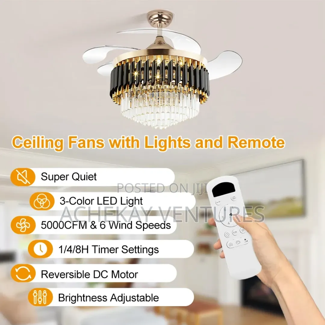 Luxury Crystal Fan Light With Remote Control