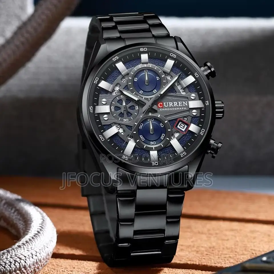 Curren Men Black Chain Watch