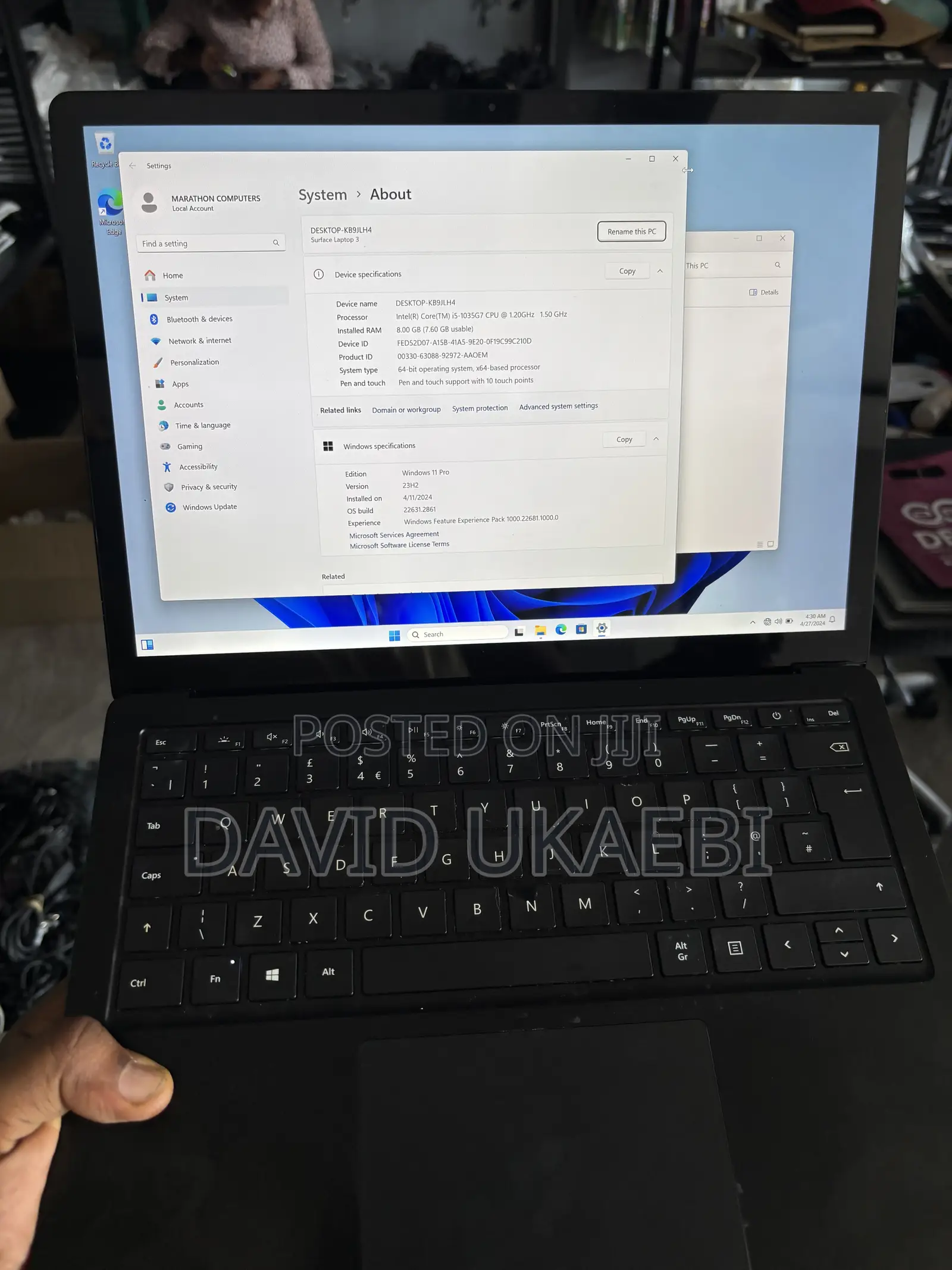 Laptop Microsoft Surface Laptop 3 8GB Intel Core i5 SSD 256GB