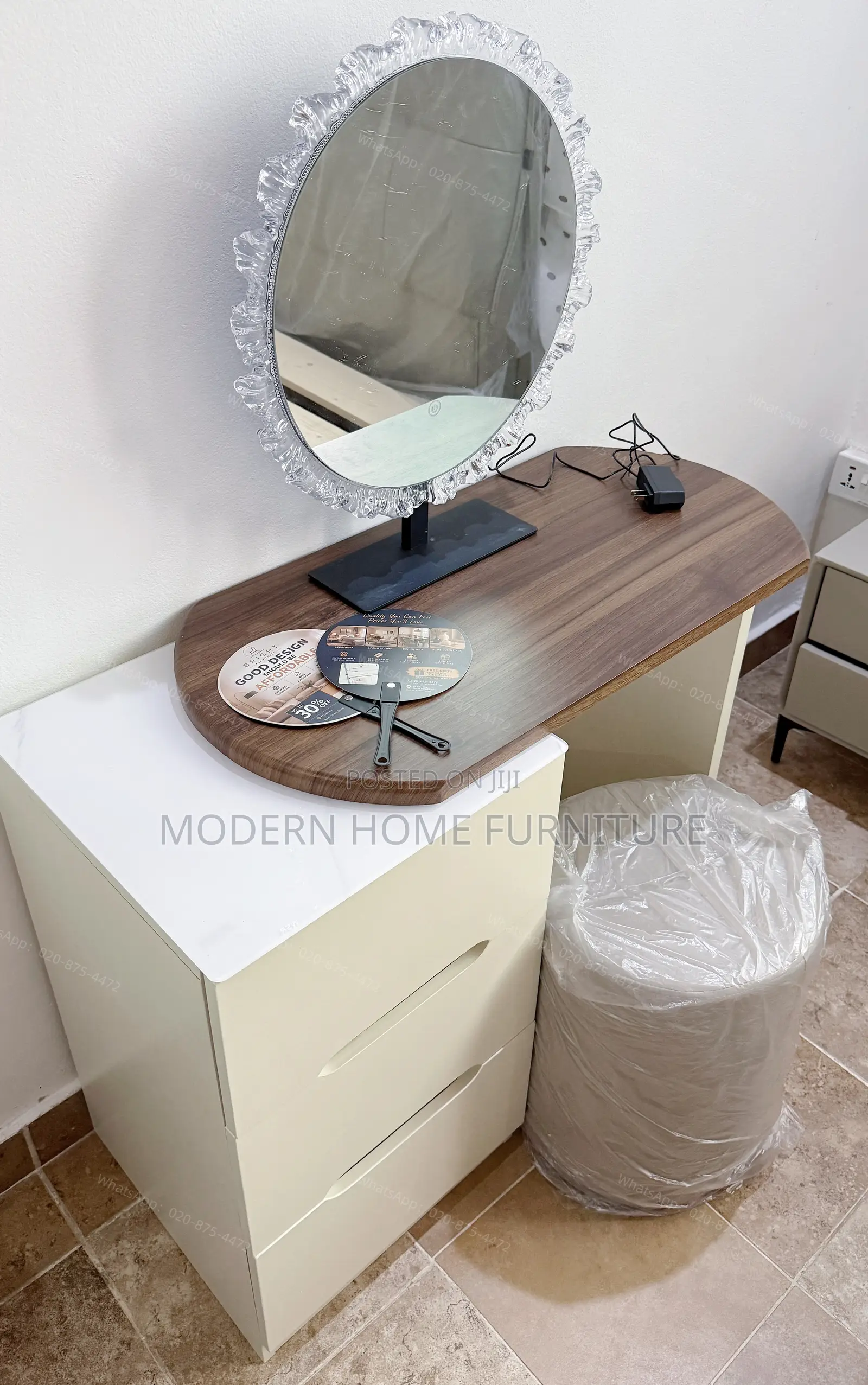 Modern Dressing Table Set | LED Mirror + Chair | Imported