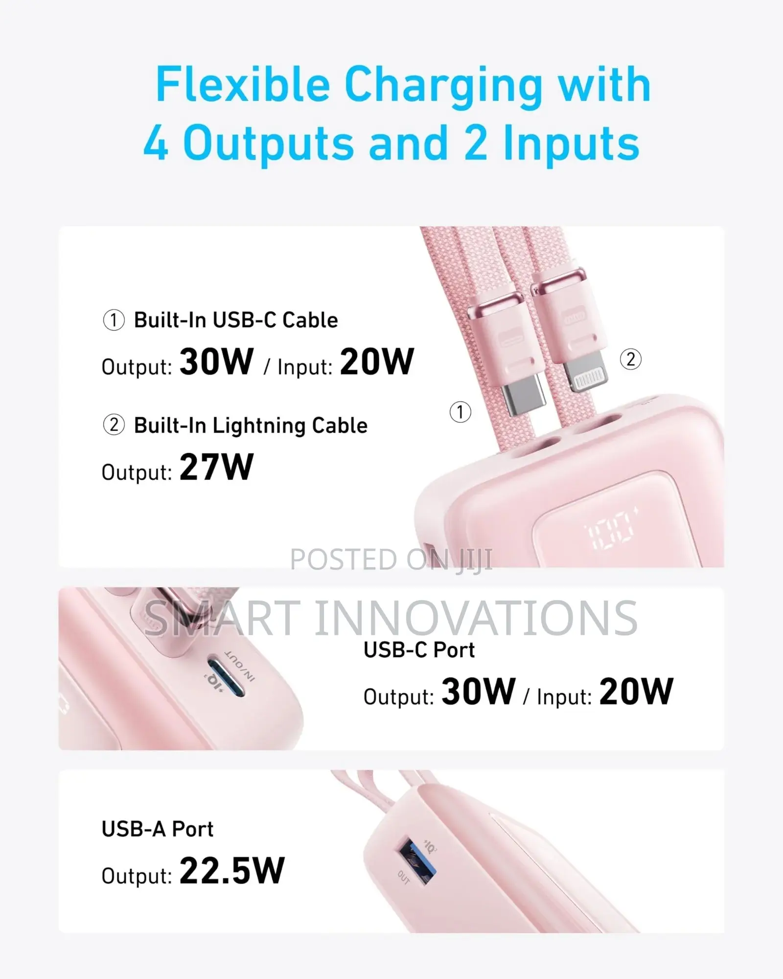 Anker Zolo Power Bank (, Built-in USB C and Lightning Cable)