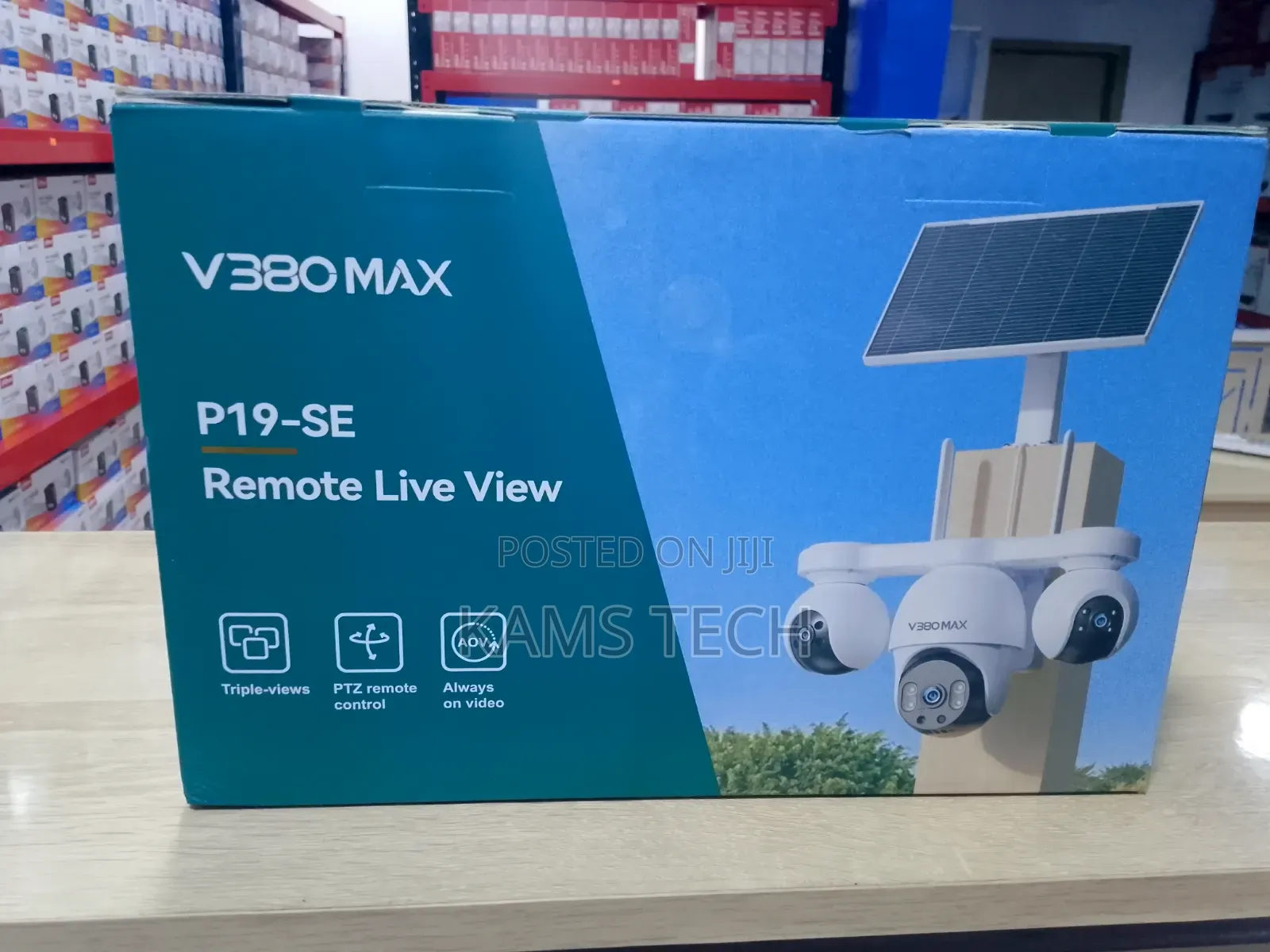 V380 Max 3lens 4G Sim PTZ Solar Camera Human Tracking Support
