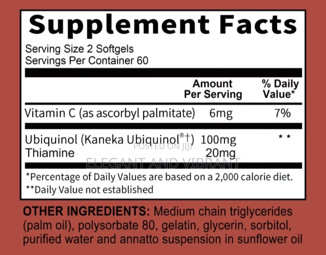 Mega COQ10 Ubiquinol Capsules-With Vitamin C, Thiamine-Normal Function