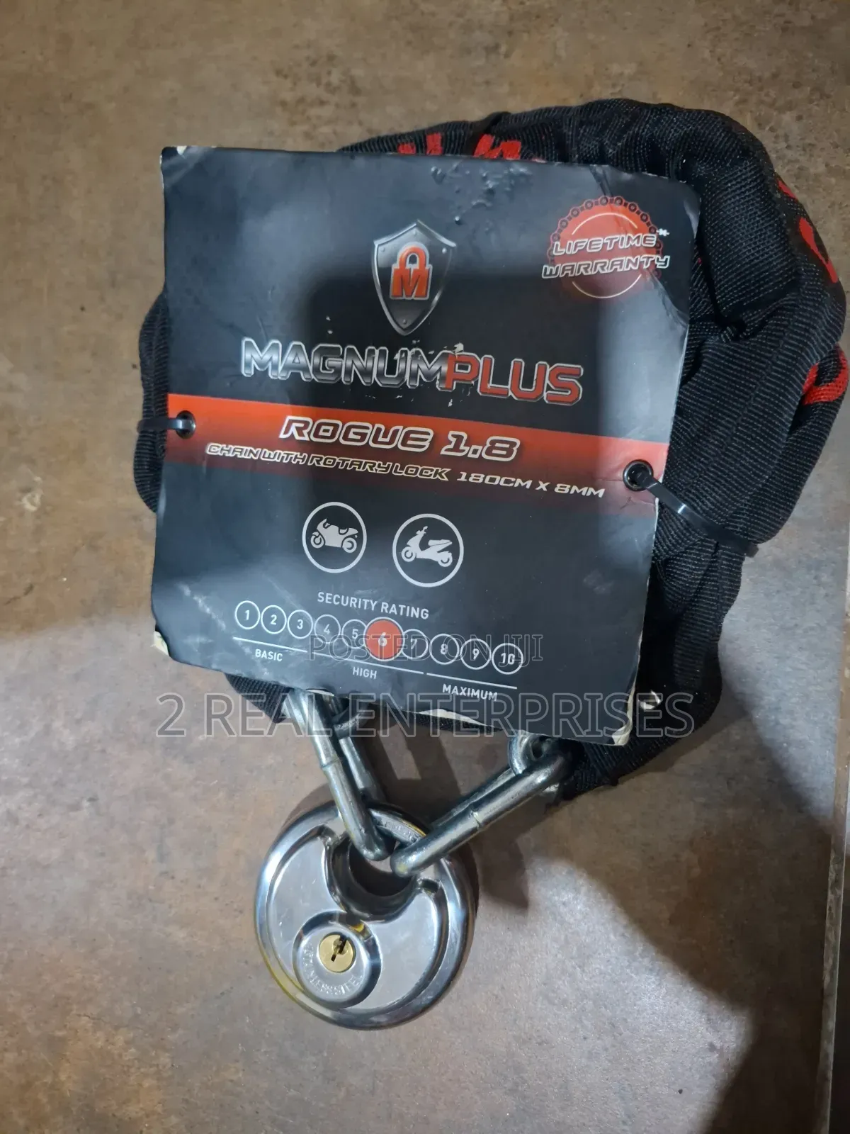 Magnum Plus Rogue 1.8 Heavy Duty Chain With Rotary Lock (180cm X 8mm)
