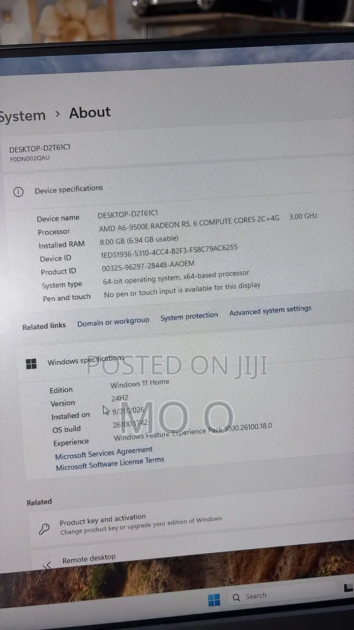 Desktop Computer Lenovo ideacentre AIO 520S 8GB AMD A6 SSD 256GB
