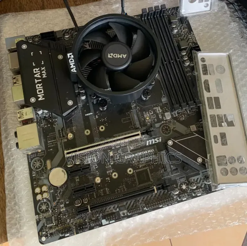 MSI Mortar Max Type C Motherboard With Ryzen 3600 and AMD Cooler