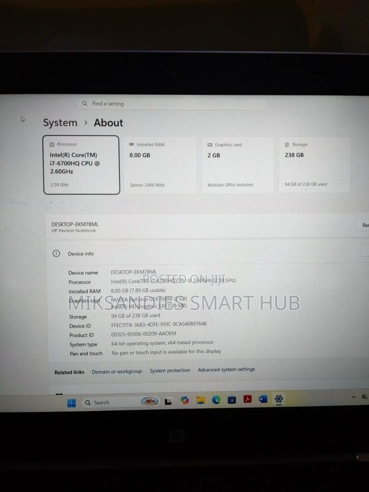 Laptop HP 8GB Intel Core i7 SSD 256GB