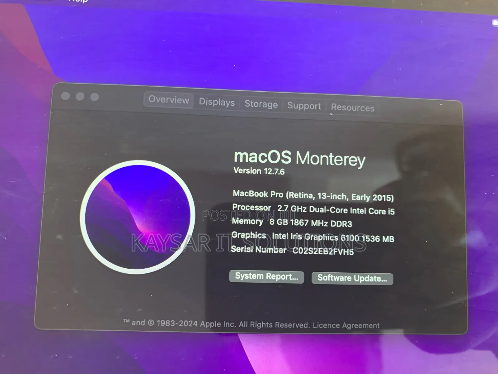 Laptop Apple MacBook 2015 8GB Intel Core i5 HDD 250GB