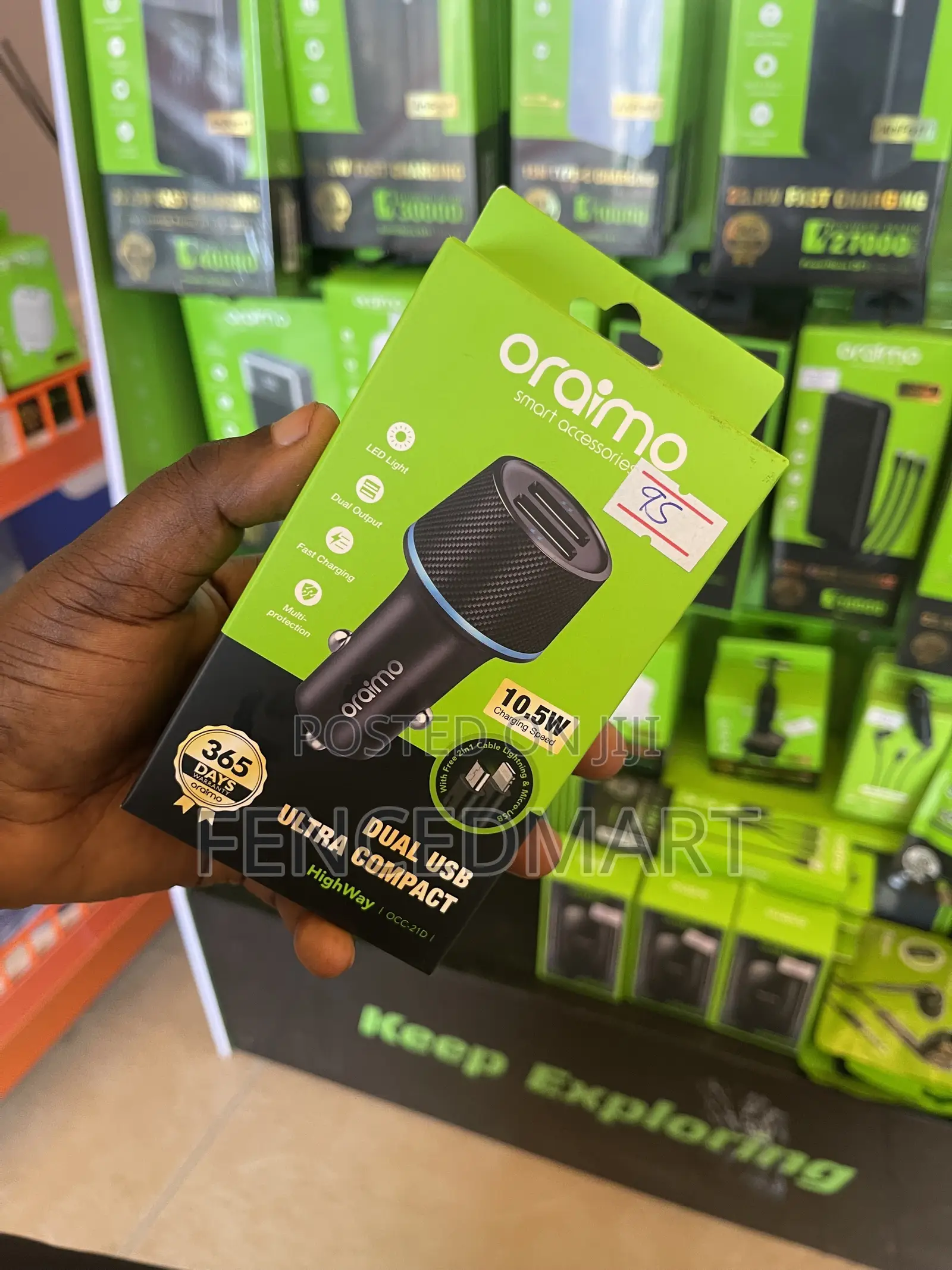 Oraimo Highway Dual USB Car Charger 10.5W – Fast Charging