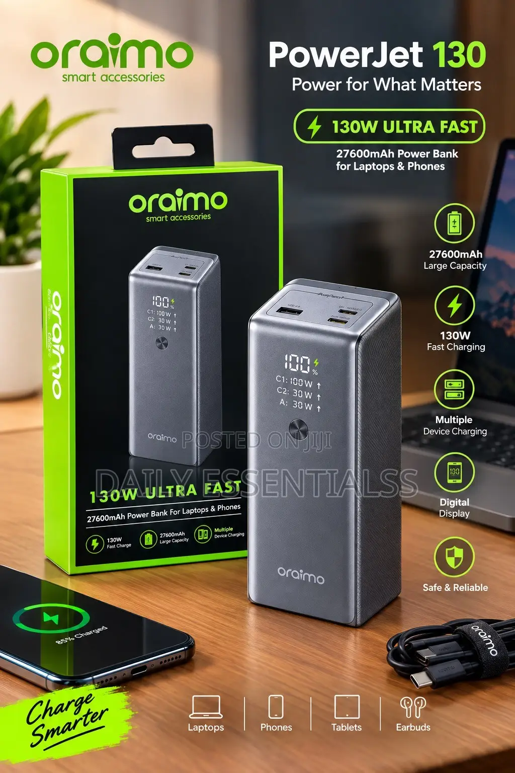 Oraimo PowerJet 130 130W 27600mAh Power Bank