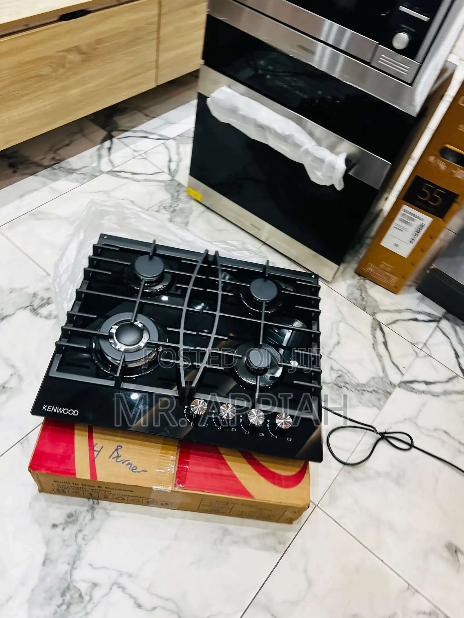 Get Kenwood 60cm Tempered Glass 4 Gas Hob(Black) 