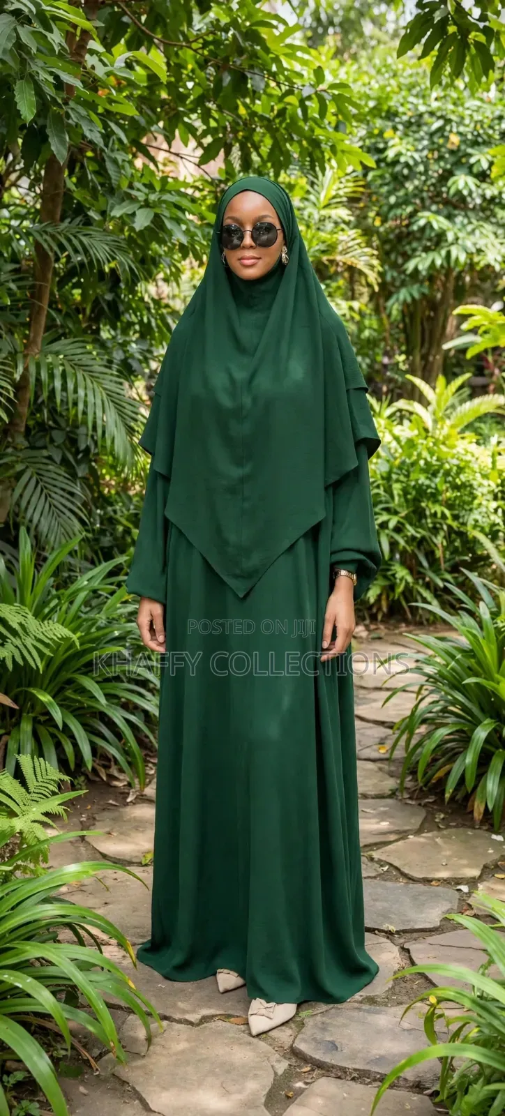 Emerald Green Double Layer Hijab Abaya Set