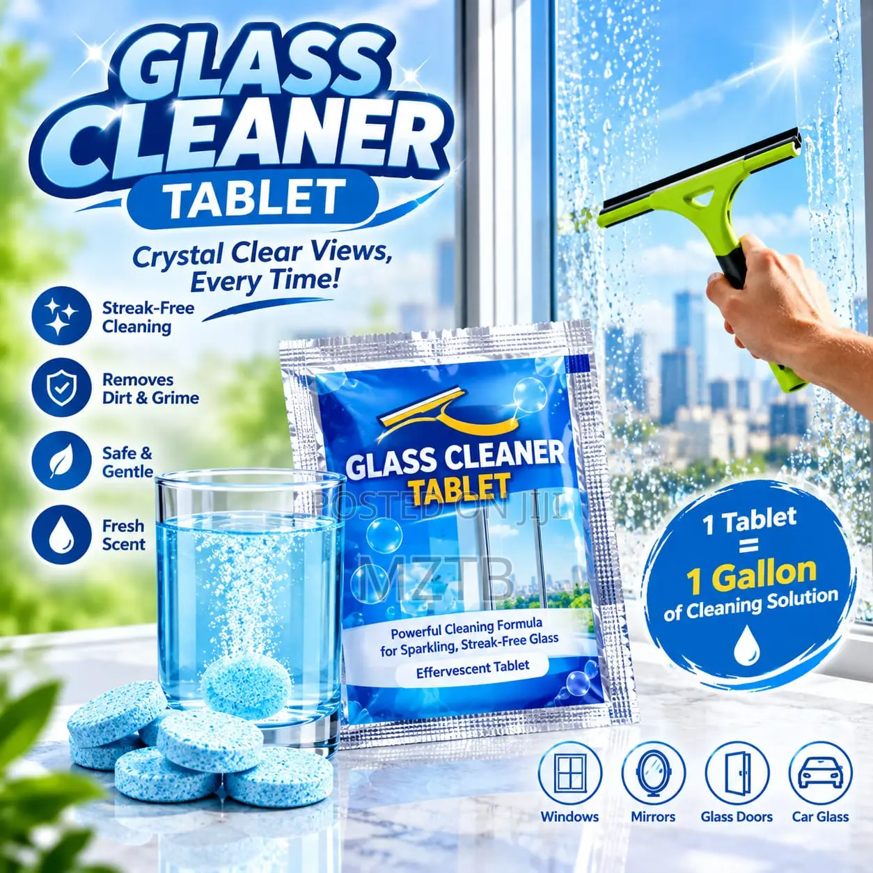 10pcs Glass Door Window Cleaning Tablets