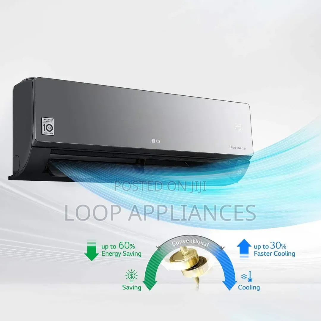 New 2.5HP LG Artcool Inverter S4-Q24k2rtd Air Conditioner - Black
