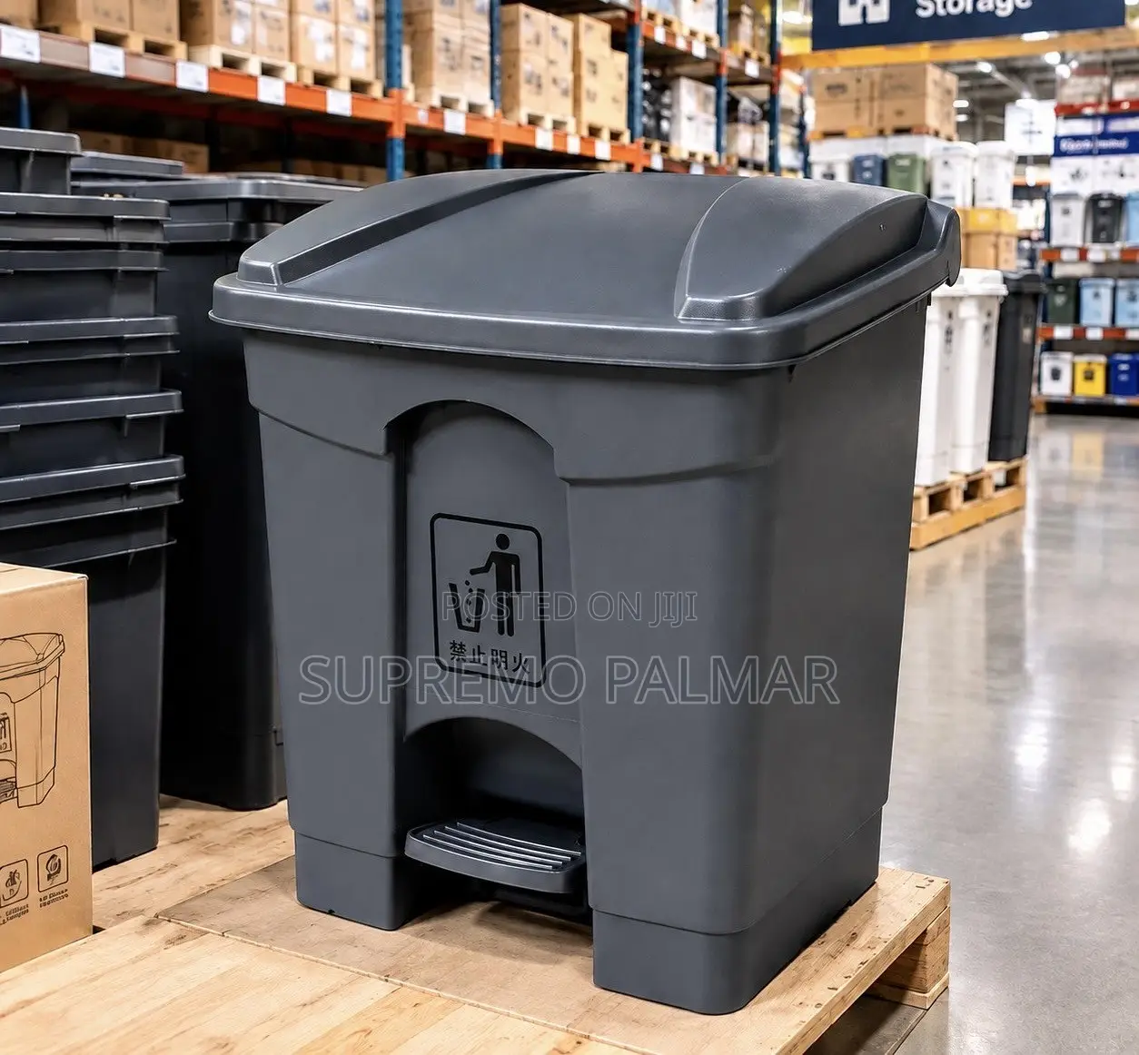 40L Dark Grey Pedal Waste Bin – Plastic Step-on Dustbin With Lid