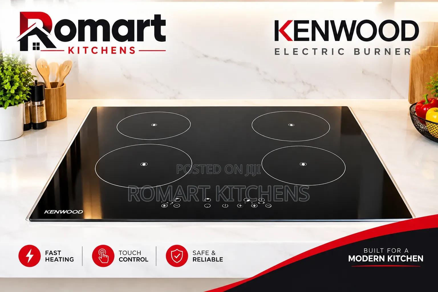 Kenwood 60cm (4 Burner) Inbuilt Ceramic Glass Electric Cooktop.