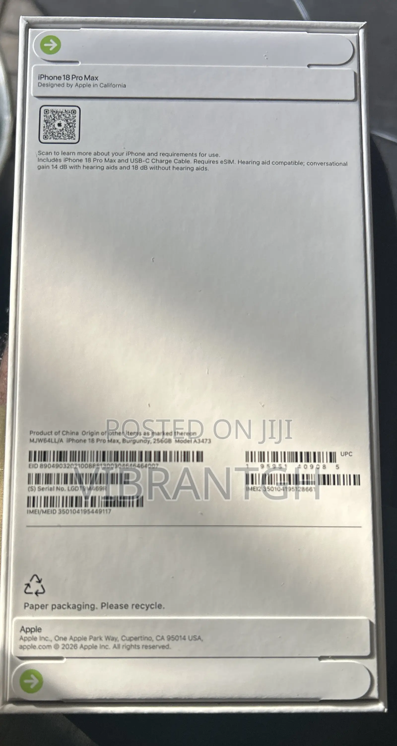 New Apple iPhone 18 Pro Max 256 GB Red