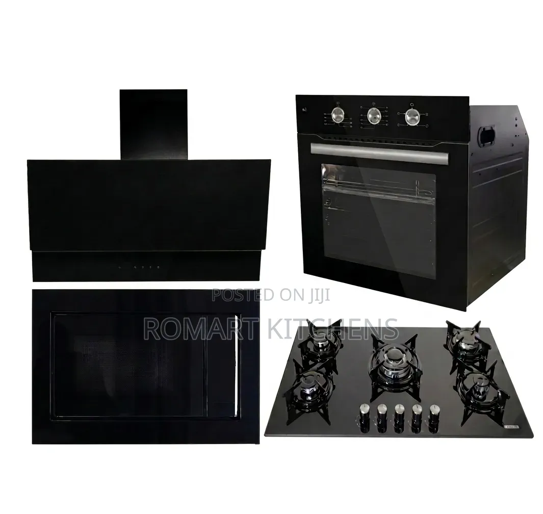 Turkish 90cm Inbuilt Glass Burner Set. Oven, Hob, Hood and Microwave