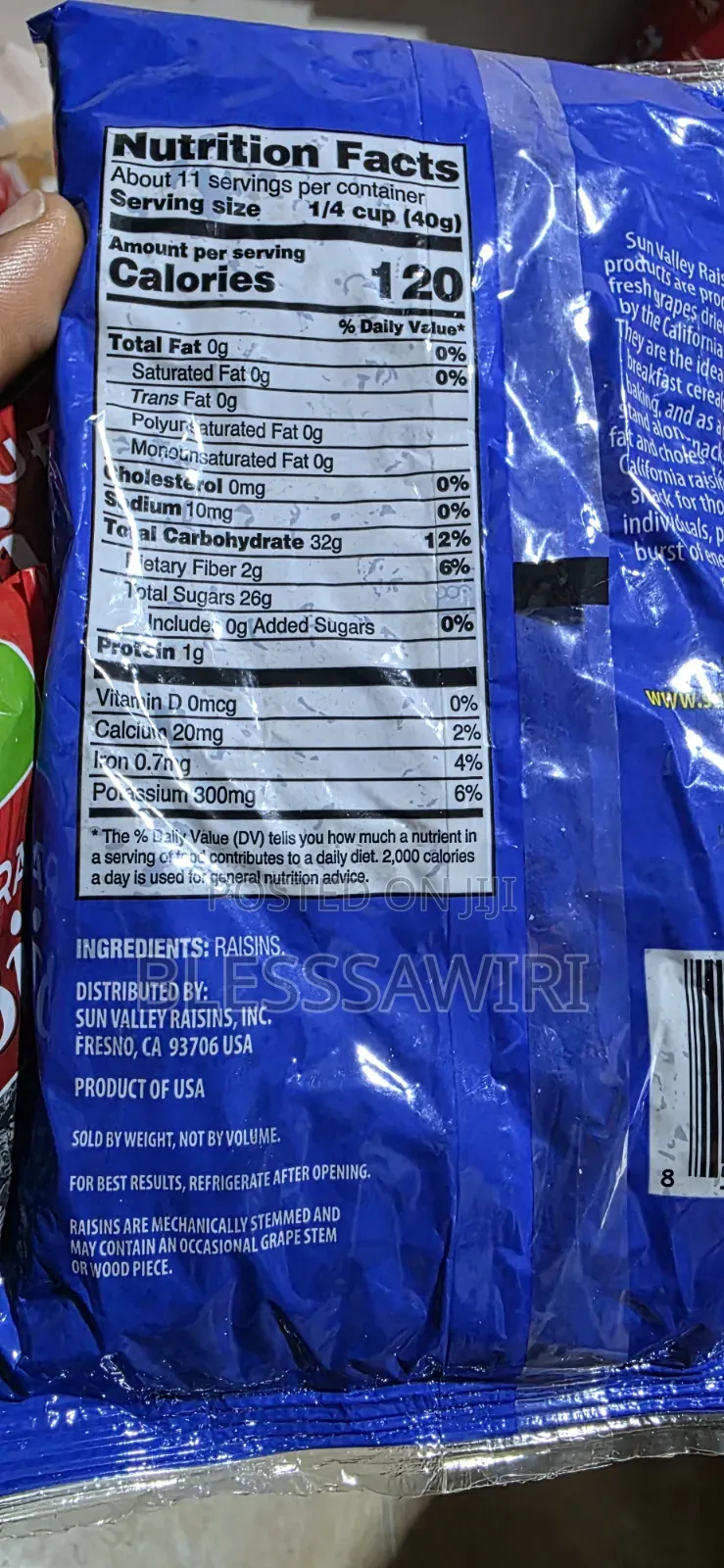 Fat and Cholesterol Free Raisins From USA