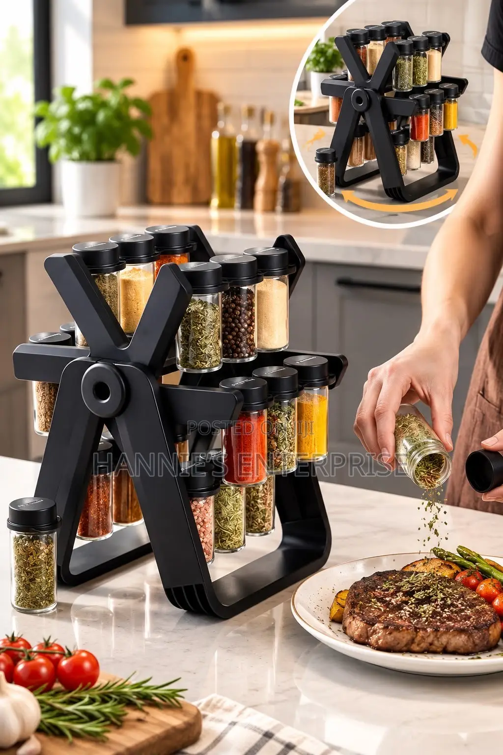 18-Jar Rotating Ferris Wheel Spice Rack Organizer.