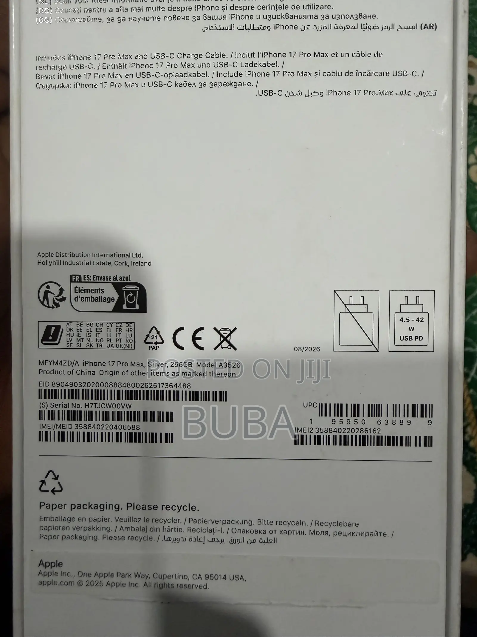New Apple iPhone 17 Pro Max 256 GB White