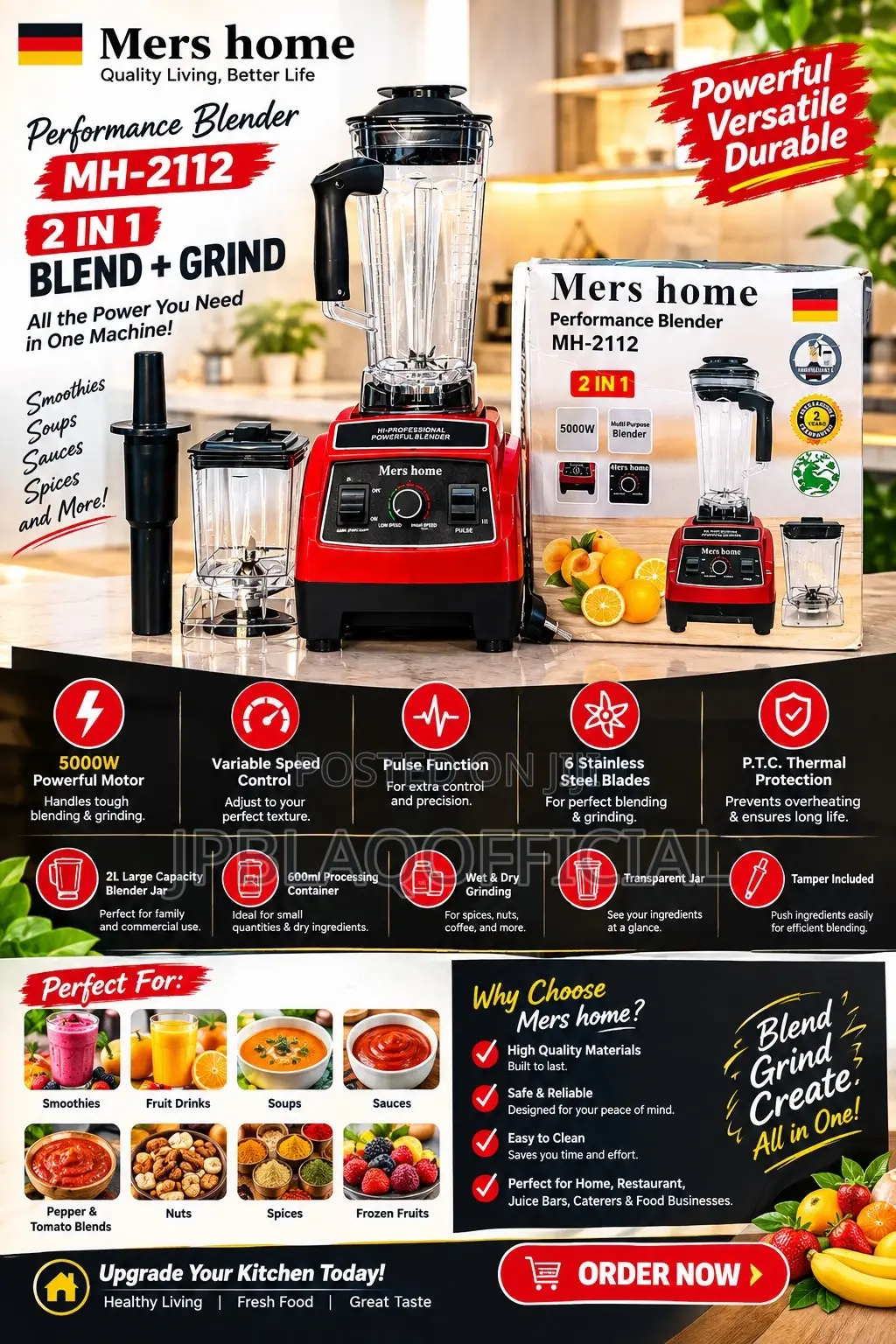Mers Home High Performance 2in1 Professional Blender, What You Need.