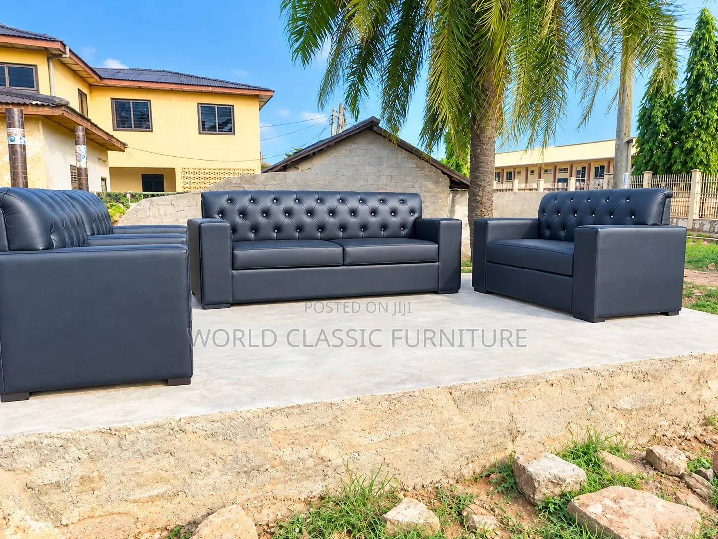 Luxury Diamond-Tufted Sofa Set for Sale