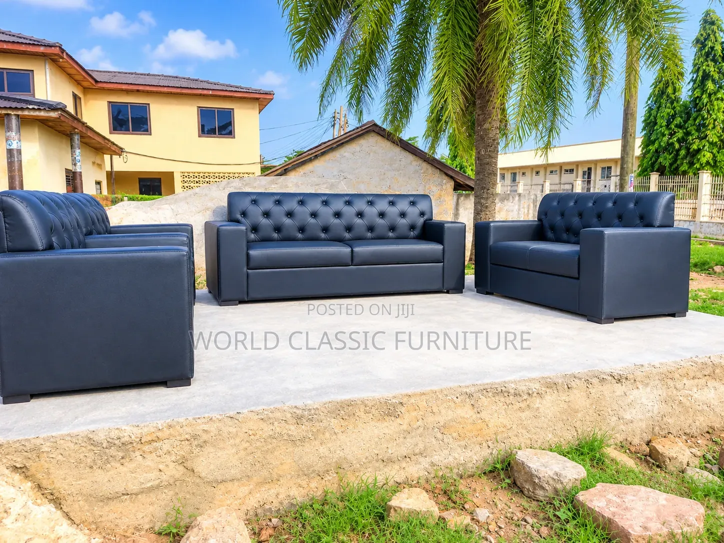 Luxury Diamond-Tufted Sofa Set for Sale