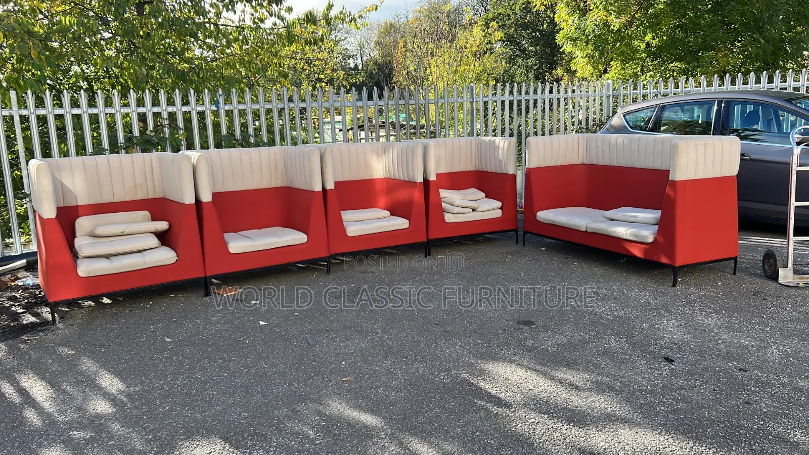 Luxury Red Cream High-Back Lounge Chair