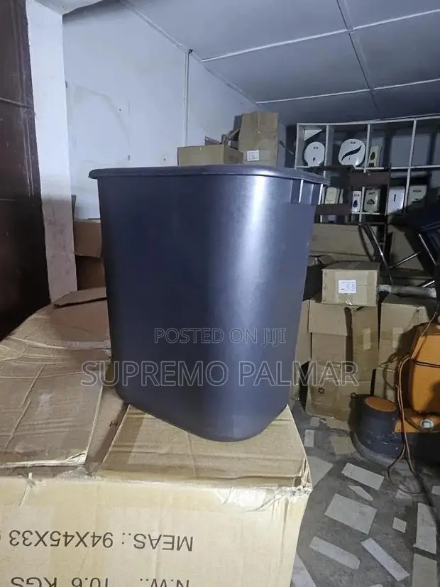 15L Black Plastic Wastebasket – Rectangular Office Kitchen Trash Bin